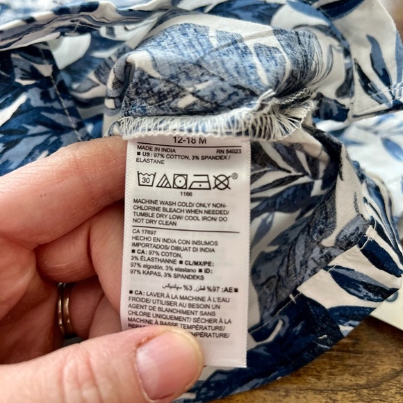 OLD NAVY NWT Blue Floral Button Down Shirt, 12-18 Month - Picture 8 of 8